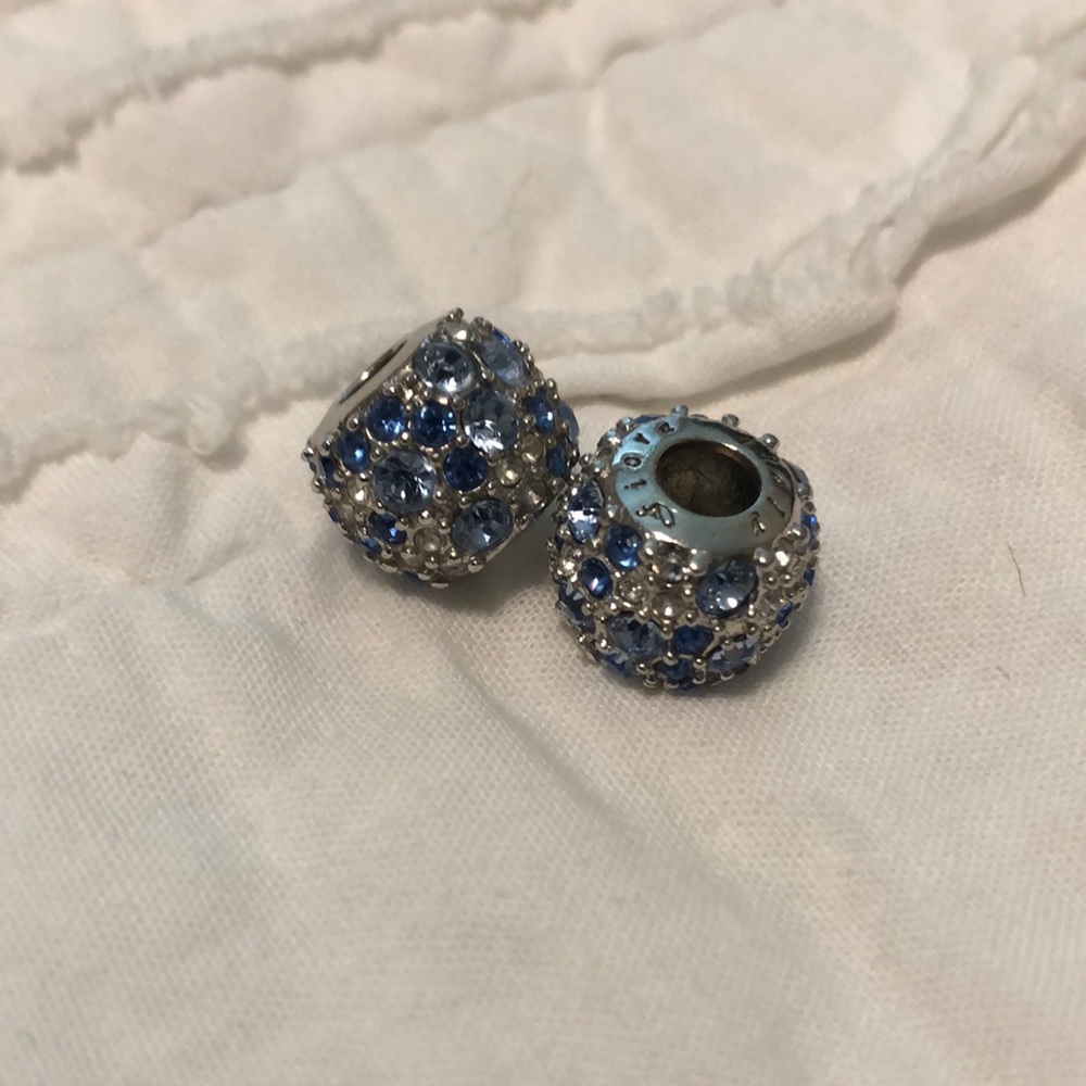Fiora Blue and White Rhinestone Charm Bead